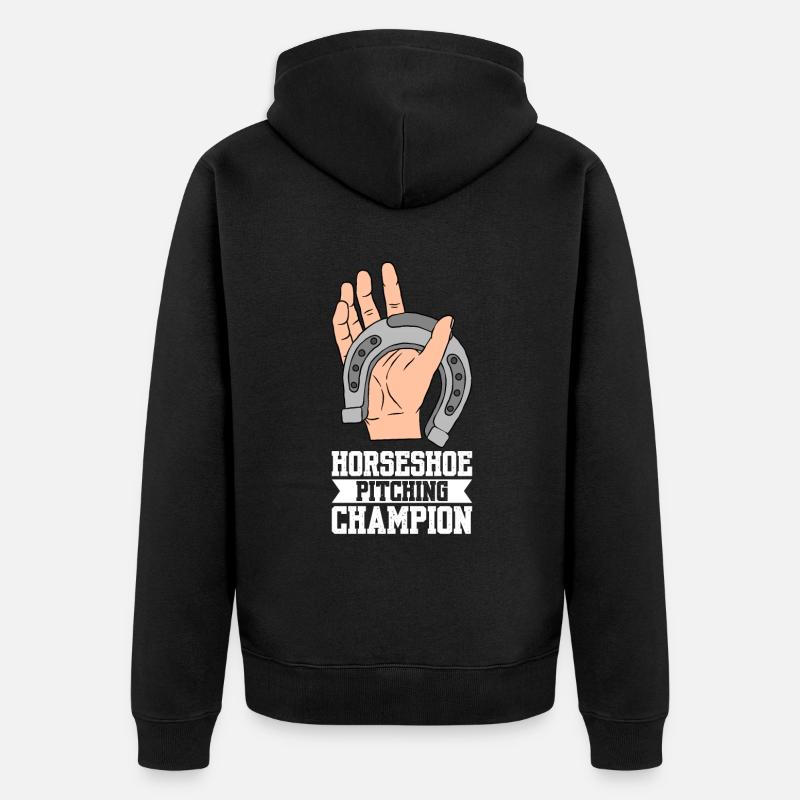 Horseshoe Pitching Champion - Unisex Premium Bio Zip Hoodie - Schwarz