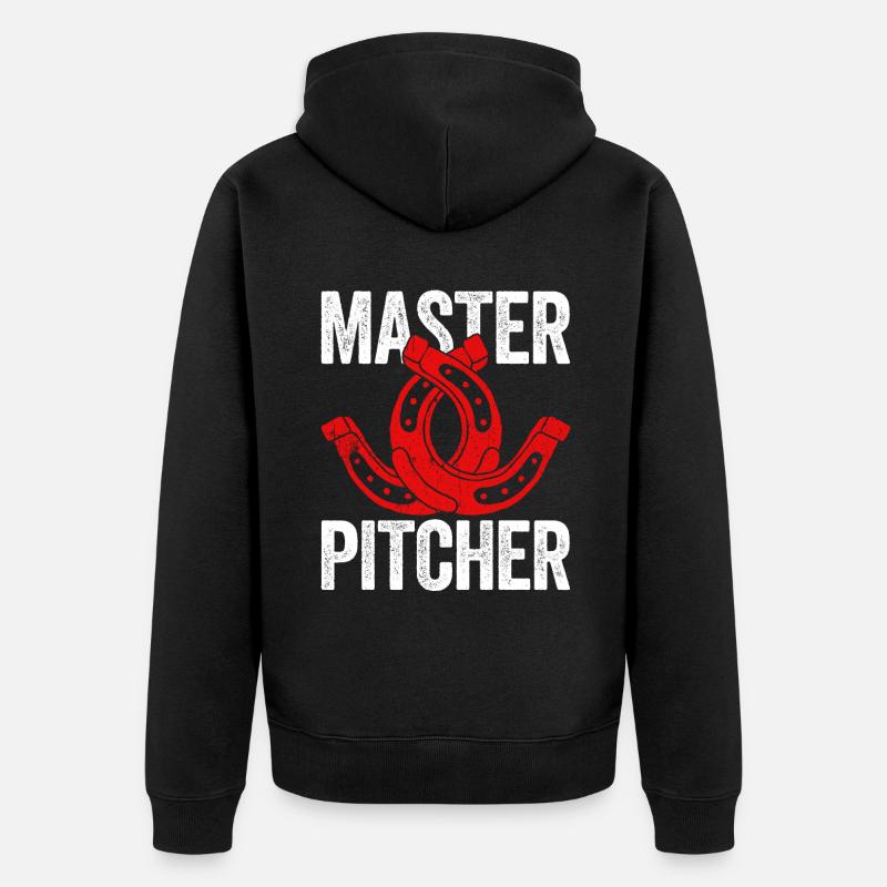 Master Pitcher Horseshoe Pitching - Unisex Premium Bio Zip Hoodie - Schwarz
