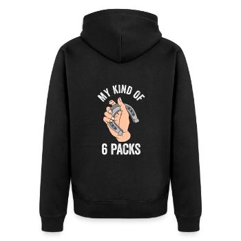 My Kind Of 6 Packs Horseshoe Pitching - Unisex Premium Bio Zip Hoodie - Schwarz - Hinten - Nico (187cm)