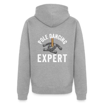 Pole Dancing Expert Horseshoe Pitching - Unisex Premium Bio Zip Hoodie - Grau meliert - Hinten - Nico (187cm)