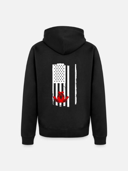 Flag USA Horseshoe Pitching - Unisex Premium Organic Zip Hoodie - black