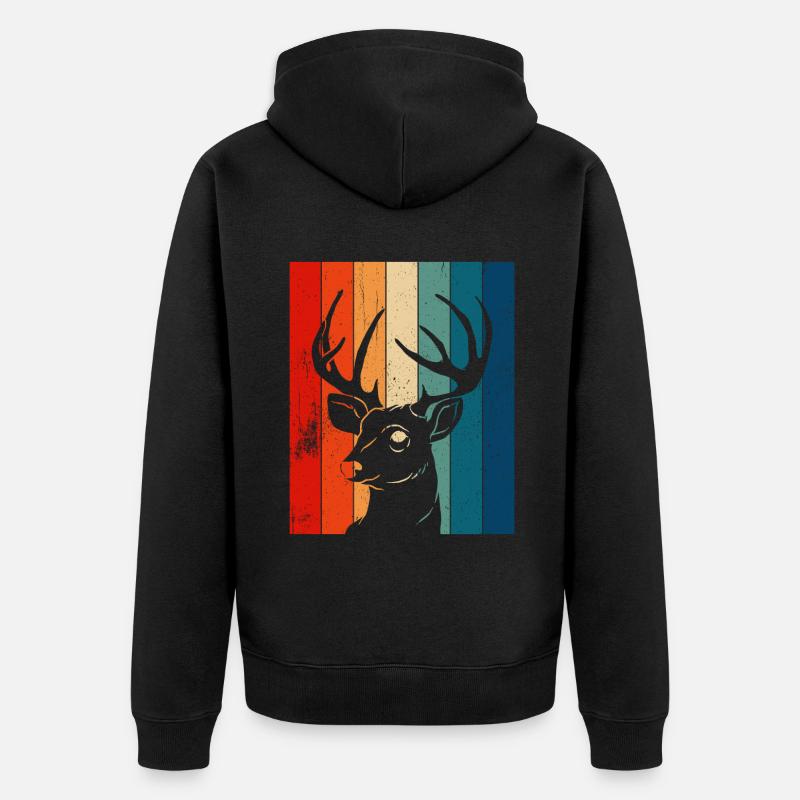 Rétro Taxidermiste Cerf - Veste à capuche bio Premium Unisexe - noir
