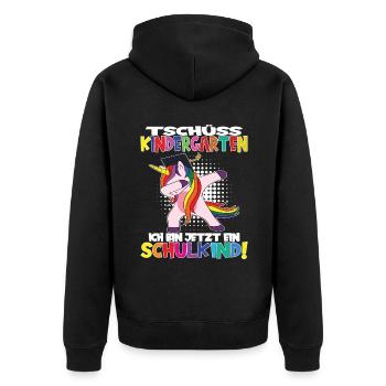 Tschüss Kindergarten Ich Bin Jetzt Ein Schulkind! - Unisex Premium Bio Zip Hoodie - Schwarz - Hinten - Nico (187cm)