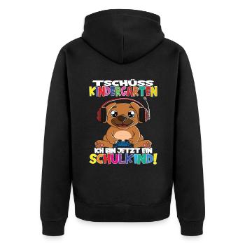 Tschüss Kindergarten Ich Bin Jetzt Ein Schulkind! - Unisex Premium Bio Zip Hoodie - Schwarz - Hinten - Nico (187cm)