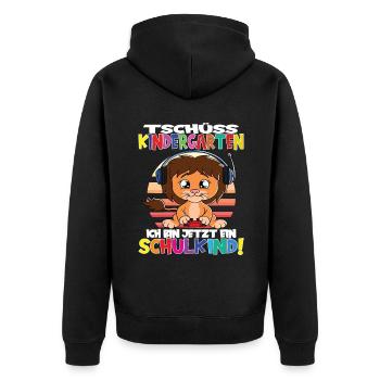 Tschüss Kindergarten Ich Bin Jetzt Ein Schulkind! - Unisex Premium Bio Zip Hoodie - Schwarz - Hinten - Nico (187cm)