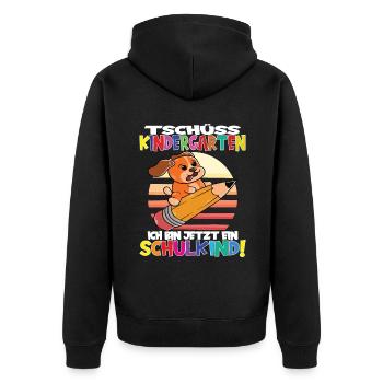 Tschüss Kindergarten Ich Bin Jetzt Ein Schulkind! - Unisex Premium Bio Zip Hoodie - Schwarz - Hinten - Nico (187cm)