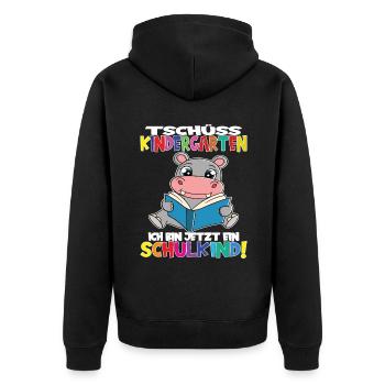 Tschüss Kindergarten Ich Bin Jetzt Ein Schulkind! - Unisex Premium Bio Zip Hoodie - Schwarz - Hinten - Nico (187cm)