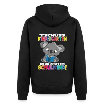 Tschüss Kindergarten Ich Bin Jetzt Ein Schulkind! - Unisex Premium Bio Zip Hoodie - Schwarz - Hinten - Nico (187cm)