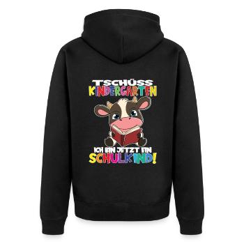 Tschüss Kindergarten Ich Bin Jetzt Ein Schulkind! - Unisex Premium Bio Zip Hoodie - Schwarz - Hinten - Nico (187cm)