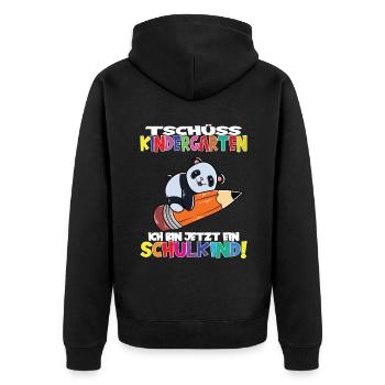 Tschüss Kindergarten Ich Bin Jetzt Ein Schulkind! - Unisex Premium Bio Zip Hoodie - Schwarz - Hinten - Nico (187cm)