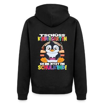 Tschüss Kindergarten Ich Bin Jetzt Ein Schulkind! - Unisex Premium Bio Zip Hoodie - Schwarz - Hinten - Nico (187cm)