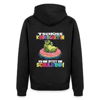 Tschüss Kindergarten Ich Bin Jetzt Ein Schulkind! - Unisex Premium Bio Zip Hoodie - Schwarz - Hinten - Nico (187cm)