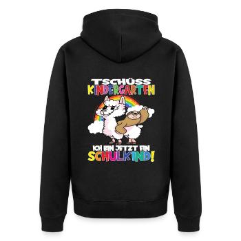 Tschüss Kindergarten Ich Bin Jetzt Ein Schulkind! - Unisex Premium Bio Zip Hoodie - Schwarz - Hinten - Nico (187cm)