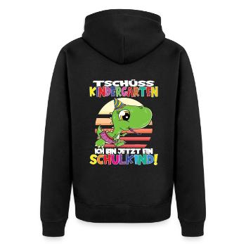 Tschüss Kindergarten Ich Bin Jetzt Ein Schulkind! - Unisex Premium Bio Zip Hoodie - Schwarz - Hinten - Nico (187cm)