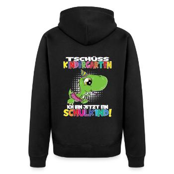 Tschüss Kindergarten Ich Bin Jetzt Ein Schulkind! - Unisex Premium Bio Zip Hoodie - Schwarz - Hinten - Nico (187cm)