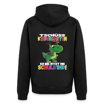 Tschüss Kindergarten Ich Bin Jetzt Ein Schulkind! - Unisex Premium Bio Zip Hoodie - Schwarz - Hinten - Nico (187cm)