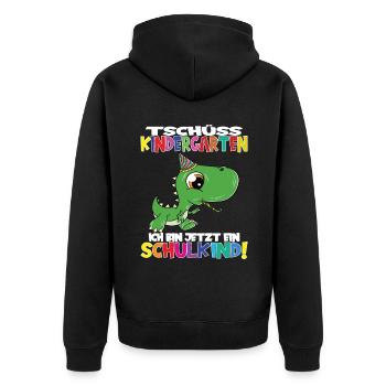 Tschüss Kindergarten Ich Bin Jetzt Ein Schulkind! - Unisex Premium Bio Zip Hoodie - Schwarz - Hinten - Nico (187cm)