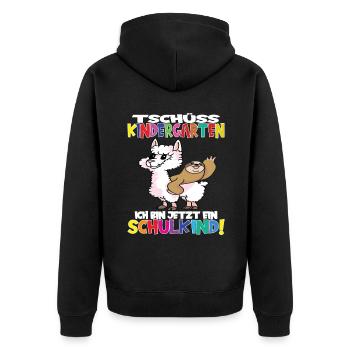 Tschüss Kindergarten Ich Bin Jetzt Ein Schulkind! - Unisex Premium Bio Zip Hoodie - Schwarz - Hinten - Nico (187cm)