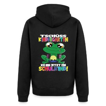 Tschüss Kindergarten Ich Bin Jetzt Ein Schulkind! - Unisex Premium Bio Zip Hoodie - Schwarz - Hinten - Nico (187cm)