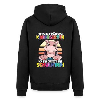 Tschüss Kindergarten Ich Bin Jetzt Ein Schulkind! - Unisex Premium Bio Zip Hoodie - Schwarz - Hinten - Nico (187cm)