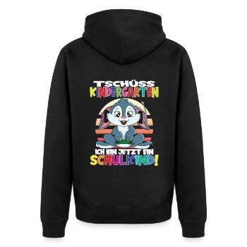 Tschüss Kindergarten Ich Bin Jetzt Ein Schulkind! - Unisex Premium Bio Zip Hoodie - Schwarz - Hinten - Nico (187cm)
