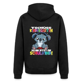 Tschüss Kindergarten Ich Bin Jetzt Ein Schulkind! - Unisex Premium Bio Zip Hoodie - Schwarz - Hinten - Nico (187cm)