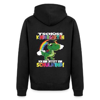 Tschüss Kindergarten Ich Bin Jetzt Ein Schulkind! - Unisex Premium Bio Zip Hoodie - Schwarz - Hinten - Nico (187cm)