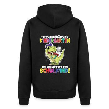 Tschüss Kindergarten Ich Bin Jetzt Ein Schulkind! - Unisex Premium Bio Zip Hoodie - Schwarz - Hinten - Nico (187cm)