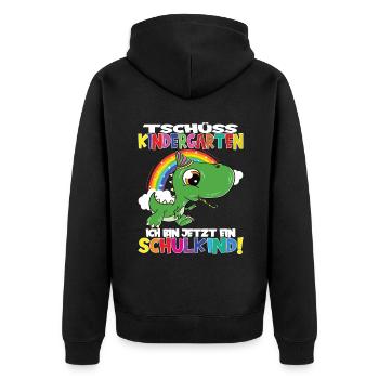 Tschüss Kindergarten Ich Bin Jetzt Ein Schulkind! - Unisex Premium Bio Zip Hoodie - Schwarz - Hinten - Nico (187cm)