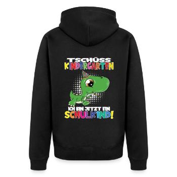 Tschüss Kindergarten Ich Bin Jetzt Ein Schulkind! - Unisex Premium Bio Zip Hoodie - Schwarz - Hinten - Nico (187cm)