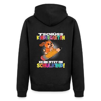 Tschüss Kindergarten Ich Bin Jetzt Ein Schulkind! - Unisex Premium Bio Zip Hoodie - Schwarz - Hinten - Nico (187cm)