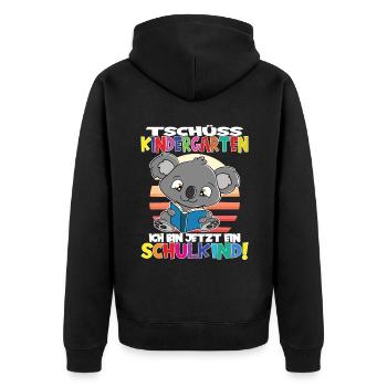 Tschüss Kindergarten Ich Bin Jetzt Ein Schulkind! - Unisex Premium Bio Zip Hoodie - Schwarz - Hinten - Nico (187cm)