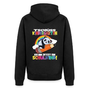 Tschüss Kindergarten Ich Bin Jetzt Ein Schulkind! - Unisex Premium Bio Zip Hoodie - Schwarz - Hinten - Nico (187cm)