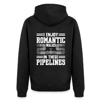 J’aime les promenades romantiques dans ces pipelines plombier - Veste à capuche bio Premium Unisexe - noir - Dos - Nico (187cm)