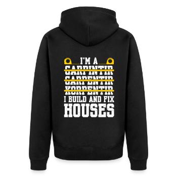 Je suis un charpentier Je construis et répare des maisons - Veste à capuche bio Premium Unisexe - noir - Dos - Nico (187cm)