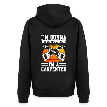 Je vais te faire un câlin Je suis un charpentier - Veste à capuche bio Premium Unisexe - noir - Dos - Nico (187cm)
