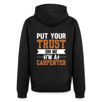 Fais confiance à moi Je suis un charpentier - Veste à capuche bio Premium Unisexe - noir - Dos - Nico (187cm)