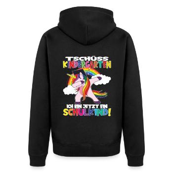 Tschüss Kindergarten Ich Bin Jetzt Ein Schulkind! - Unisex Premium Bio Zip Hoodie - Schwarz - Hinten - Nico (187cm)
