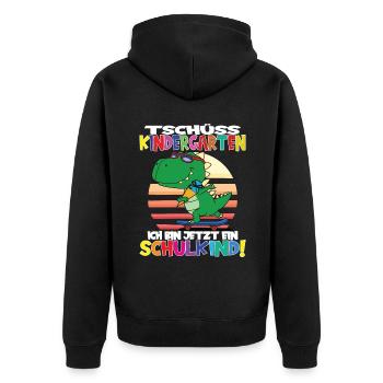 Tschüss Kindergarten Ich Bin Jetzt Ein Schulkind! - Unisex Premium Bio Zip Hoodie - Schwarz - Hinten - Nico (187cm)