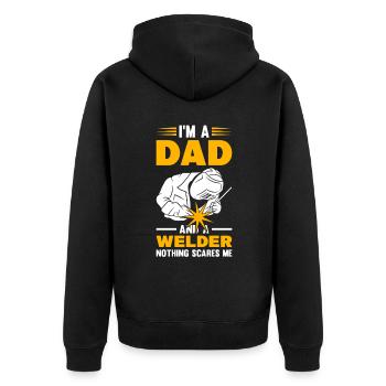I'm A Dad And A Welder Nothing Scares Me - Unisex Premium Organic Zip Hoodie - black - Back - Nico (187cm)