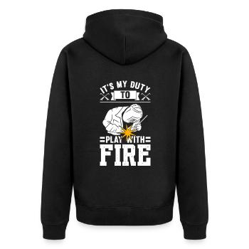 C’est mon devoir de jouer avec le feu - Veste à capuche bio Premium Unisexe - noir - Dos - Nico (187cm)
