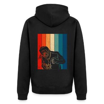 Retro Welder Vintage Welder - Unisex Premium Organic Zip Hoodie - black - Back - Nico (187cm)