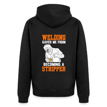 Welding Saved Me From Becoming A Stripper Welder - Unisex Premium Bio Zip Hoodie - Schwarz - Hinten - Nico (187cm)