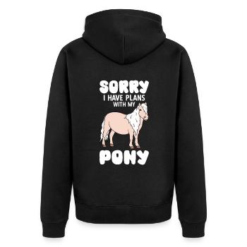 Désolé, j’ai des projets avec mon poney - Veste à capuche bio Premium Unisexe - noir - Dos - Nico (187cm)
