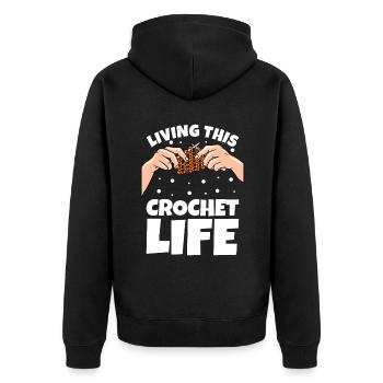 Vivre cette vie de crochet - Veste à capuche bio Premium Unisexe - noir - Dos - Nico (187cm)
