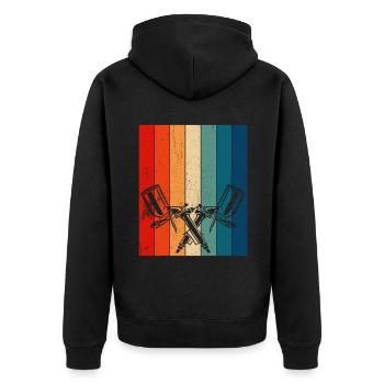 Retro Paint Sprayer Painter - Unisex Premium Organic Zip Hoodie - black - Back - Nico (187cm)
