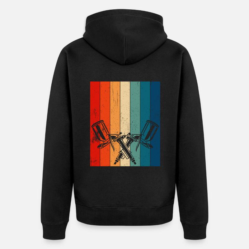 Retro Paint Sprayer Painter - Unisex Premium Bio Zip Hoodie - Schwarz