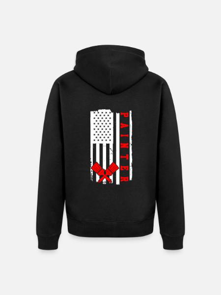 Flag USA Painter - Unisex Premium Organic Zip Hoodie - black
