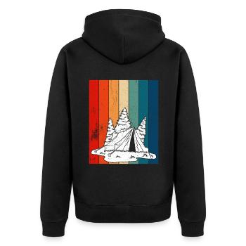 Retro Scout Leader - Unisex Premium Bio Zip Hoodie - Schwarz - Hinten - Nico (187cm)