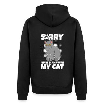 Désolé, j’ai des projets avec mon chat - Veste à capuche bio Premium Unisexe - noir - Dos - Nico (187cm)